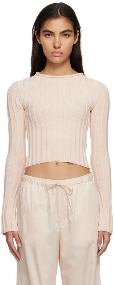 Filippa K Pink Rib Sweater In 9540 Pale Rose