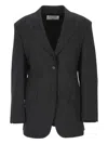 Filippa K Black Pinstripe Jacket In Animal Print