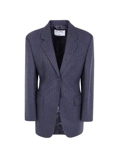 Filippa K Pinstripe Wool Blazer In Blue