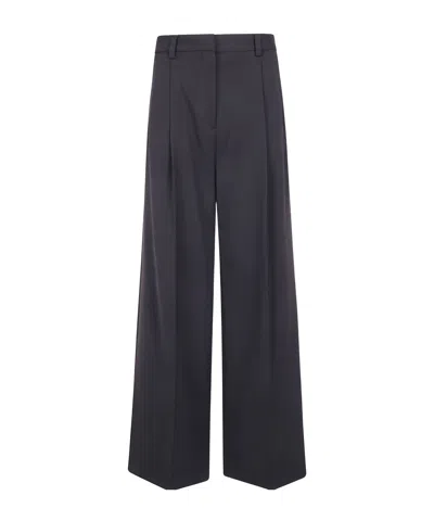Filippa K Pleated Wide-leg Casual Trousers In Blue