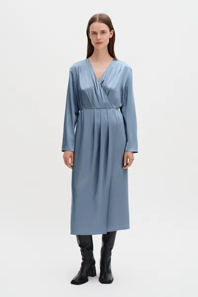Filippa K Pleated Wrap Dress In Blue