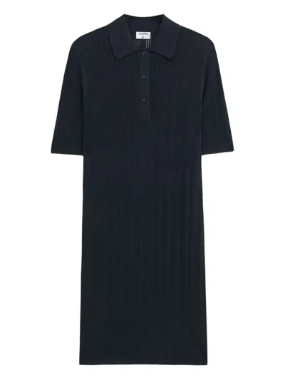 Filippa K Polo-neck Midi Dress In Blue