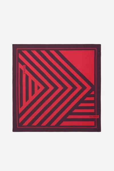Filippa K Printed Silk Scarf In Red