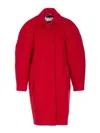 Filippa K Red Cocoon Coat With Frontal Buttons Closure In Purple