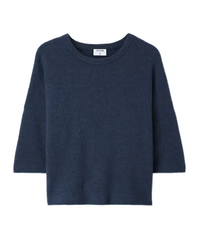 Filippa K Relaxed Knit T-shirt In Blue