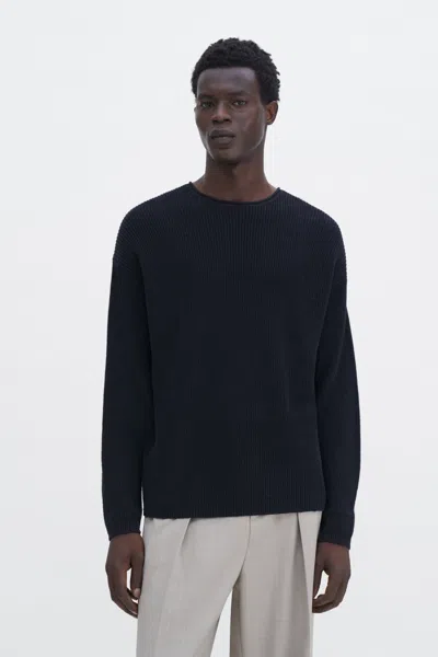 Filippa K Plated Rib Sweater In Black
