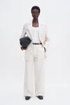 Filippa K Relaxed Straight Cotton Linen Trousers In White