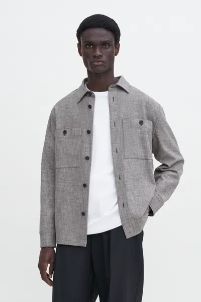Filippa K Relaxed Viscose Overshirt In Stripes,prints