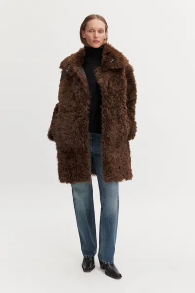 Filippa K Reversible Shearling Coat In Brown