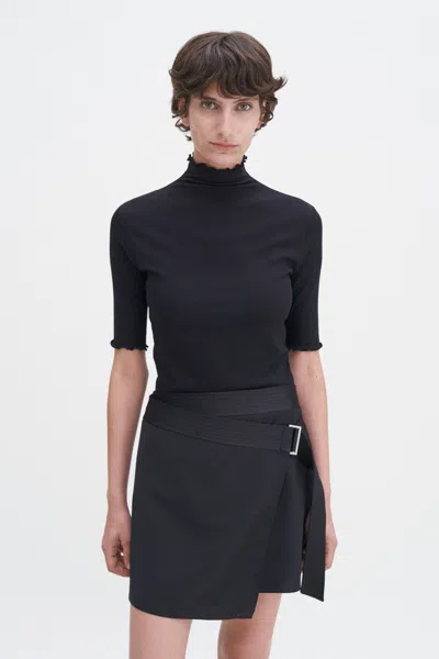 Filippa K Rib Mock Neck Tee In Black