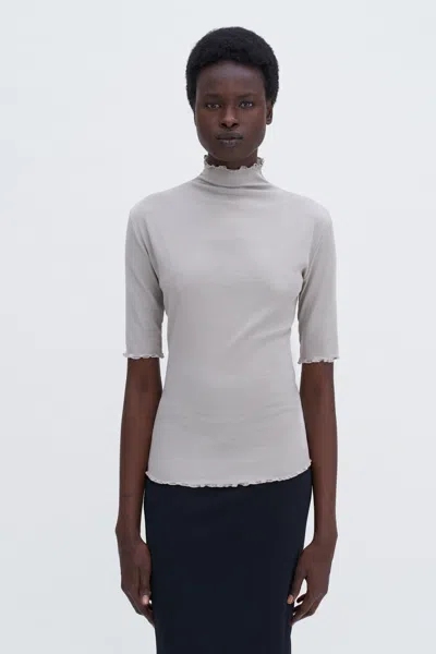 Filippa K Rib Mock Neck Tee In Grey