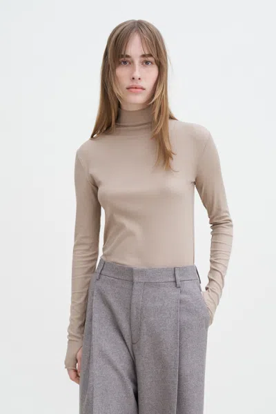 Filippa K Rib Mock Neck Top In Neutral