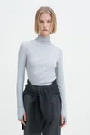 Filippa K Rib Mock Neck Top In Blue