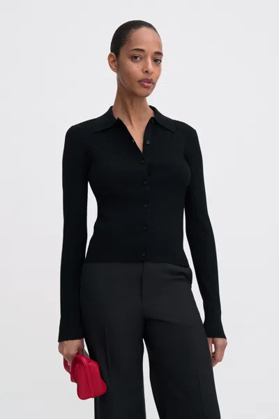 Filippa K Ribbed Knit Shirt In Black