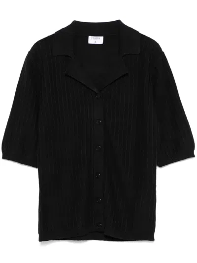Filippa K Ribbed Shirt In Black  
