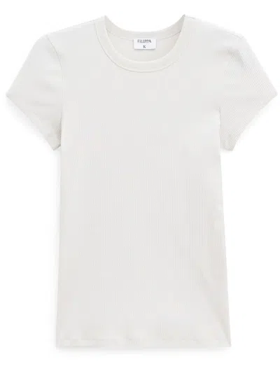 Filippa K Fine-ribbed Organic Cotton-blend T-shirt In White