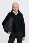 Filippa K Ribbed Wool Half Zip Sweater In Black
