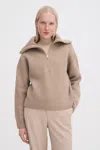 Filippa K Ribbed Wool Half Zip Sweater In Brown