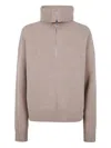 Filippa K 'ribbed' Wool Half Zip Sweater In Neutral