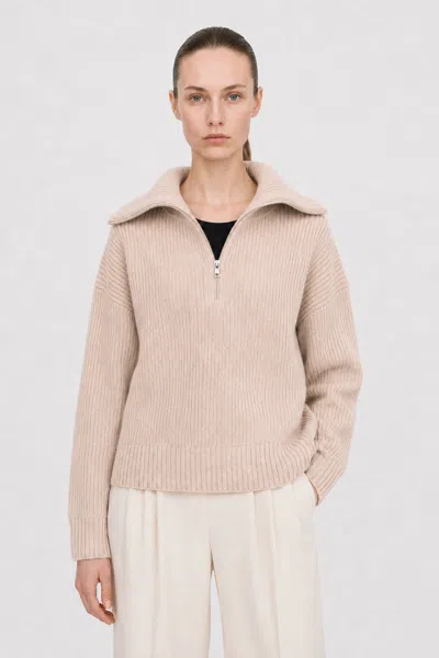 Filippa K Ribbed Wool Half Zip Sweater In Pink