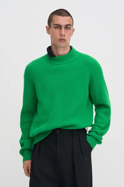 Filippa K Ribbed Wool Mockneck Sweater In Green