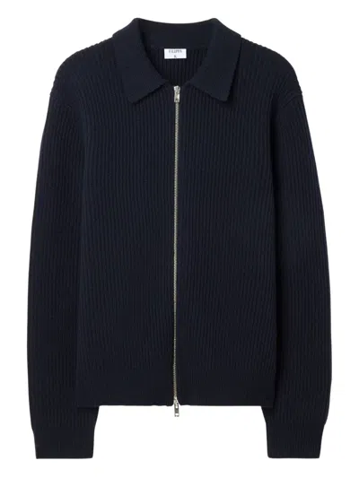 Filippa K Ribbed Zip-up Cardigan In Blue