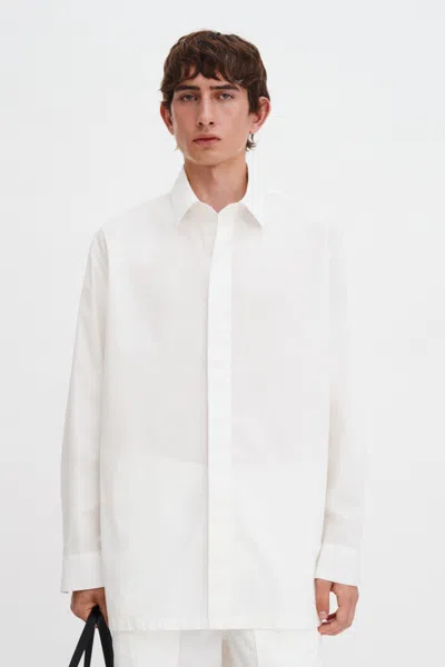 Filippa K Rolled Sleeve Cotton Shirt In White