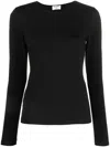 Filippa K Round-neck Long-sleeve T-shirt In Black