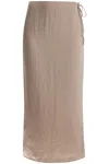 Shop Filippa K 'ruffled Satin Midi Skirt With In Neutro