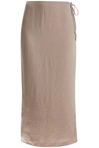 FILIPPA K 'RUFFLED SATIN MIDI SKIRT WITH