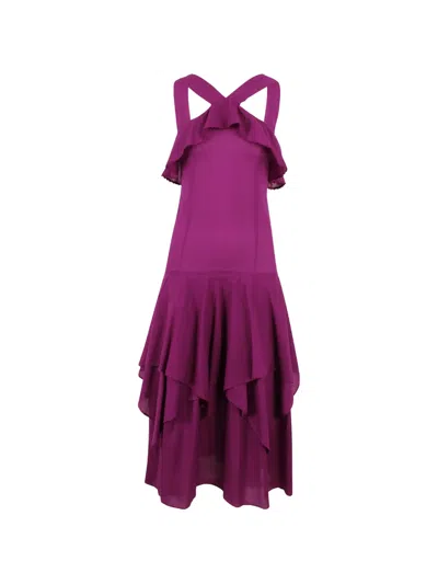 Filippa K Ruffled Tiered Midi Dress In Purple