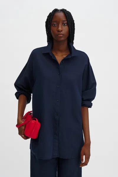 Filippa K Sandie Linen Shirt In Blue