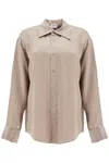 Filippa K Satin Ruffled Shirt In Neutro
