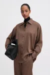 Filippa K Satin Shirt In Brown