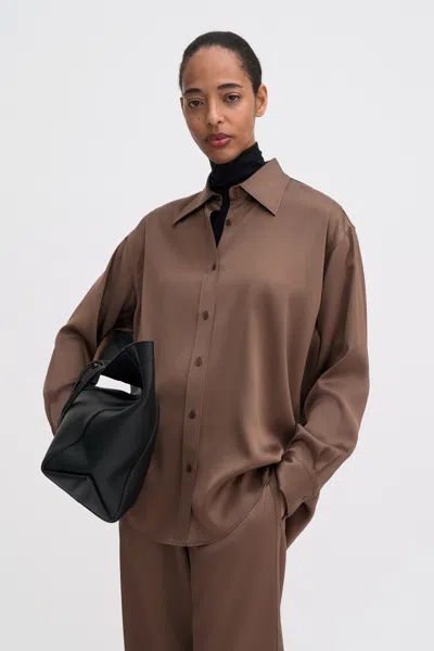 Filippa K Satin Shirt In Brown