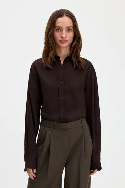 Filippa K Satin Shirt In Brown