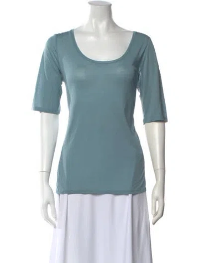 Pre-owned Filippa K Scoop Neck Three-quarter Sleeve T-shirt In Blue