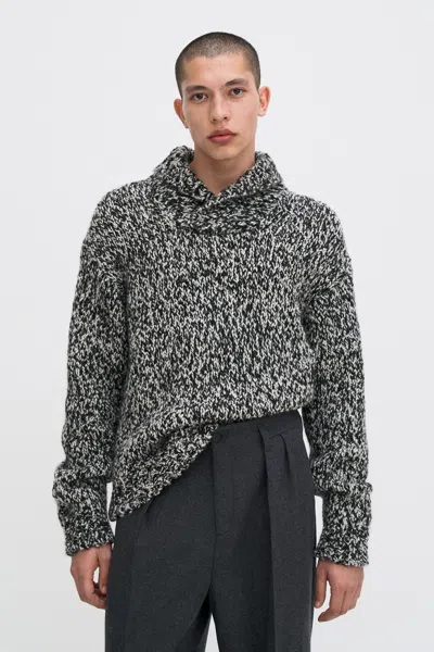Filippa K Shawl Collar Mouliné Sweater In Gray