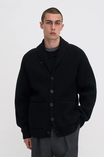 Filippa K Shawl Collar Wool Cardigan In Black