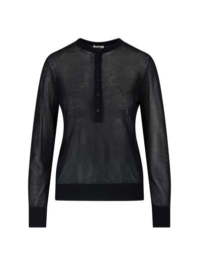 Filippa K Sheer Button-front Long Sleeve Top In Black