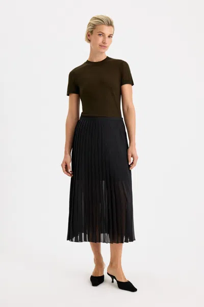 Filippa K Sheer Plissé Skirt In Black