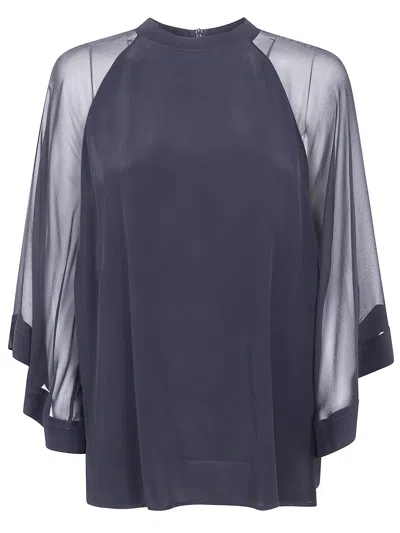 Filippa K "sheer Reglan" Blouse In Blue