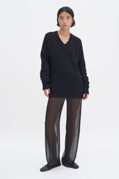 Filippa K Sheer Silk Zip Trousers In Black