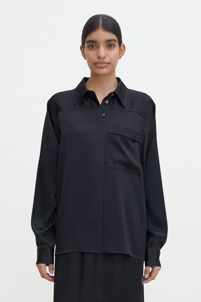 Filippa K Shiny Pocket Blouse In Black