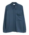 Filippa K Shiny Pocket Blouse In Blue