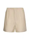 Filippa K Striped Organic-cotton Shorts In Dark Yellow/ White Stripe