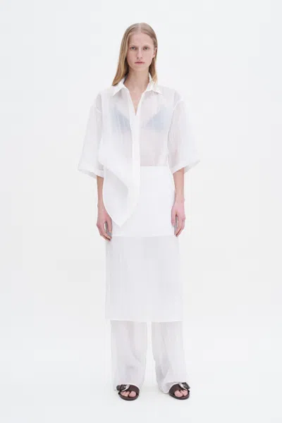 Filippa K Short Sleeve Crinkle Shirt In White