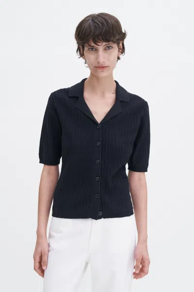 Filippa K Shortsleeve Collar Cardigan In Black