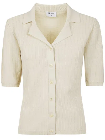 Filippa K Shortsleeve Collar Cardigan Clothing In Beige