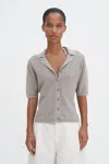 Filippa K Shortsleeve Collar Cardigan In Grey